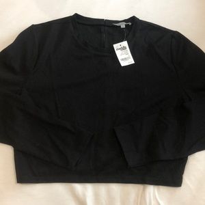 Charlotte Russe Black Long Sleeve Crop Top Large